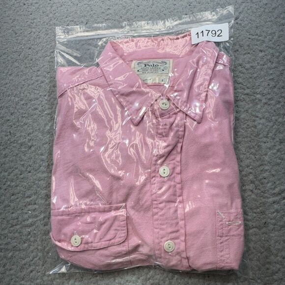 VINTAGE Polo Ralph Lauren Shirt Men Large Pink Double Dual Pocket USA Made Ivy - Picture 13 of 13